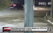 Carro bate em poste e causa apagão em Ji–Paraná; motorista foge após o acidente – Vídeo