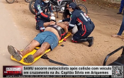 SAMU socorre motociclista após colisão com veículo em cruzamento na Av. Capitão Sílvio em Ariquemes – Vídeo