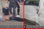 Acidente grave: Motociclista sofre fratura em colisão com Fiat Strada na Rua 4 Cachoeiras no Setor 03 – Vídeo