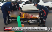 Mulher é socorrida após colisão entre moto e carro na Av. Tancredo Neves em Ariquemes – Vídeo