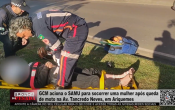 GCM aciona o SAMU para socorrer uma mulher após queda de moto na AV Tancredo Neves em Ariquemes– Vídeo