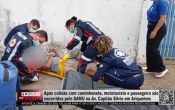 Após colisão com caminhonete, mototaxista e passageiro são socorridos pelo SAMU na Av. Capitão Sílvio – Vídeo
