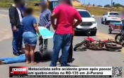 Motociclista sofre acidente grave após passar em quebra molas na RO–135 em Ji–Paraná – Vídeo