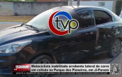Motociclista inabilitado arrebenta lateral de carro em colisão no Parque dos Pioneiros, em Ji–Paraná – Vídeo