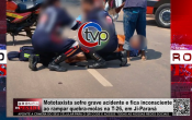 Mototaxista sofre grave acidente e fica inconsciente ao passar por quebra–molas na T–26, em Ji–Paraná – Vídeo