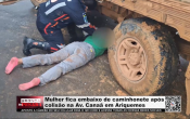 Mulher fica embaixo de caminhonete ap&oacute;s colis&atilde;o na Av. Cana&atilde; em Ariquemes &ndash; V&iacute;deo