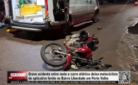 Grave acidente entre moto e carro el&eacute;trico deixa motociclista ferido no Bairro Liberdade em Porto Velho
