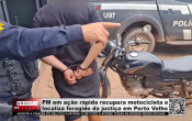 PM em a&ccedil;&atilde;o r&aacute;pida recupera motocicleta e localiza foragido da justi&ccedil;a em Porto Velho &ndash; V&iacute;deo