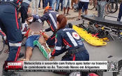 Motociclista &eacute; socorrido com fratura ap&oacute;s bater na traseira de caminhonete na Av Tancredo Neves em Ariquemes &ndash; V&iacute;deo