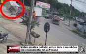 V&iacute;deo mostra colis&atilde;o entre dois caminh&otilde;es em cruzamento de Ji&ndash;Paran&aacute; &ndash; V&iacute;deo