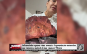 Influenciadora grava v&iacute;deo e exibe fragmentos de meteoritos que ca&iacute;ram no quintal de casa em Vilhena &ndash; V&iacute;deo