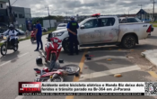 Acidente entre bicicleta el&eacute;trica e Honda Biz deixa dois feridos e tr&acirc;nsito parado na Br&ndash;364 em Ji&ndash;Paran&aacute; &ndash; V&iacute;deo
