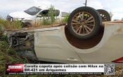 Corolla capota ap&oacute;s colis&atilde;o com Hilux na BR 421 em Ariquemes &ndash; V&iacute;deo