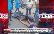 Garota fica gravemente ferida ap&oacute;s batida entre moto e caminh&atilde;o no cruzamento da Av.Maring&aacute; em Porto Velho &ndash; V&iacute;deo