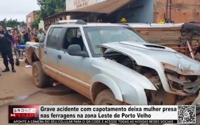 Grave acidente com capotamento deixa mulher presa nas ferragens na zona Leste de Porto Velho &ndash; V&iacute;deo