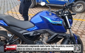 Adolescente empinando moto tenta fugir da pol&iacute;cia, esconde placa na cintura e acaba parado em Ji&ndash;Paran&aacute; &ndash; V&iacute;deo