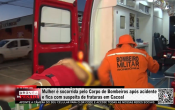 Mulher &eacute; socorrida pelo Corpo de Bombeiros ap&oacute;s acidente e fica com suspeita de fraturas em Cacoal &ndash; V&iacute;deo
