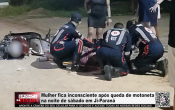 Mulher fica inconsciente ap&oacute;s queda de motoneta na noite de s&aacute;bado em Ji&ndash;Paran&aacute; &ndash; V&iacute;deo