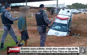Elemento causa acidente, simula estar armado e foge da PM, causando colis&atilde;o com viatura da For&ccedil;a T&aacute;tica em Ariquemes &ndash; LIVE: ESTAMOS NO AR! PROGRAMA BRONCA DA PESADA