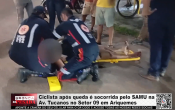 Ciclista ap&oacute;s queda &eacute; socorrida pelo SAMU na Av. Tucanos no Setor 09 em Ariquemes &ndash; V&iacute;deo