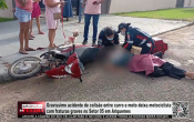 Grav&iacute;ssimo acidente de colis&atilde;o entre carro e moto deixa motociclista com fraturas graves no Setor 05 em Ariquemes &ndash; V&iacute;deo