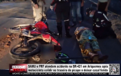 SAMU e PRF atendem acidente na BR&ndash;421 em Ariquemes ap&oacute;s motocicleta colidir na traseira de picape e deixar casal ferido &ndash; V&iacute;deo