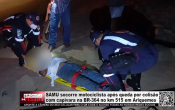 SAMU socorre motociclista ap&oacute;s queda por colis&atilde;o com capivara na BR&ndash;364 no km 515 em Ariquemes &ndash; V&iacute;deo