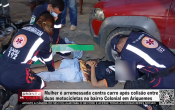 Mulher &eacute; arremessada contra carro ap&oacute;s colis&atilde;o entre duas motocicletas no bairro Colonial em Ariquemes &ndash; V&iacute;deo