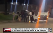 Colis&atilde;o violenta faz carro capotar no cruzamento da Rua Mato Grosso com a Rua JK em Ji&ndash;Paran&aacute; &ndash; V&iacute;deo