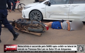 Motociclista &eacute; socorrido pelo SAMU ap&oacute;s colidir na lateral de ve&iacute;culo na Travessa S&atilde;o Luiz no Setor 03 em Ariquemes &ndash; V&iacute;deo