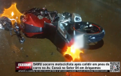SAMU socorre motociclista ap&oacute;s colidir em pneu de carro na Av. Cana&atilde; no Setor 04 em Ariquemes &ndash; V&iacute;deo