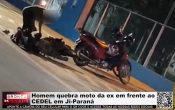 Homem quebra moto da ex em frente ao CEDEL em Ji&ndash;Paran&aacute; &ndash; V&iacute;deo