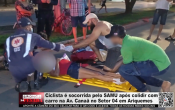 Ciclista &eacute; socorrida pelo SAMU ap&oacute;s colidir com carro na Av. Cana&atilde; no Setor 04 em Ariquemes &ndash; V&iacute;deo