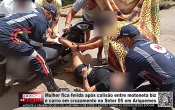 Mulher fica ferida ap&oacute;s colis&atilde;o entre motoneta biz e carro em cruzamento no Setor 05 em Ariquemes &ndash; V&iacute;deo