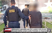 Adolescente &eacute; apreendido ap&oacute;s ferir o pr&oacute;prio irm&atilde;o durante discuss&atilde;o familiar no bairro Jardim Felicidade em Ariquemes &ndash; V&iacute;deo