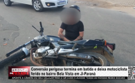 Convers&atilde;o perigosa termina em batida e deixa motociclista ferido no bairro Bela Vista em Ji Paran&aacute; &ndash; V&iacute;deo