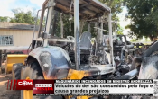 Maquin&aacute;rios incendiados em Ministro Andreazza: ve&iacute;culos do DER s&atilde;o consumidos pelo fogo e preju&iacute;zos &ndash; V&iacute;deo