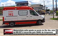 Motociclista sofre queda na ponte do Rio S&atilde;o Jo&atilde;o na RO 257 &eacute; socorrida pelo SAMU de Ariquemes &ndash; V&iacute;deo