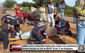 SAMU socorre motociclista ferido ap&oacute;s colis&atilde;o com caminhonete durante entrada em s&iacute;tio na BR&ndash;421 no km 11 em Ariquemes &ndash; V&iacute;deo