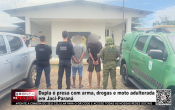 Dupla &eacute; presa com arma, drogas e moto adulterada em Jaci Paran&aacute; &ndash; V&iacute;deo