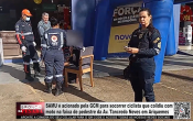 SAMU &eacute; acionado pela GCM para socorrer ciclista que colidiu com moto na faixa de pedestre da Av. Tancredo Neves em Ariquemes &ndash; V&iacute;deo