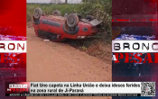 Fiat Uno capota na Linha Uni&atilde;o e deixa idosos feridos na zona rural de Ji&ndash;Paran&aacute; &ndash; V&iacute;deo