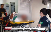 Motociclista sofre fratura exposta ap&oacute;s colis&atilde;o com moto na Av. Brasil em Ariquemes &ndash; V&iacute;deo
