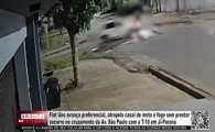 Fiat Uno avan&ccedil;a preferencial, atropela casal de moto e foge sem prestar socorro &ndash; V&Iacute;DEO
