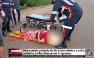 Idosa perde controle de bicicleta el&eacute;trica e sofre acidente na Baixada da Rua Maca&eacute; em Ariquemes &ndash; V&Iacute;DEO  