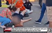 Moto empina durante subida em ladeira, e passageira sofre grave acidente com fratura no bairro Santa B&aacute;rbara na regi&atilde;o central de Porto Velho &ndash; V&iacute;deo