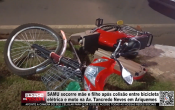 SAMU socorre m&atilde;e e filho ap&oacute;s colis&atilde;o entre bicicleta el&eacute;trica e moto na Av. Tancredo Neves em Ariquemes &ndash; V&iacute;deo