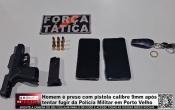 Homem &eacute; preso com pistola calibre 9mm ap&oacute;s tentar fugir da Pol&iacute;cia Militar em Porto Velho &ndash; V&iacute;deo