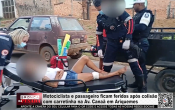 Motociclista e passageiro ficam feridos ap&oacute;s colis&atilde;o com carretinha na Av. Cana&atilde; em Ariquemes &ndash; V&iacute;deo