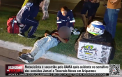Motociclista &eacute; socorrido pelo SAMU ap&oacute;s acidente no sem&aacute;foro das avenidas Jamari e Tancredo Neves em Ariquemes &ndash; V&iacute;deo